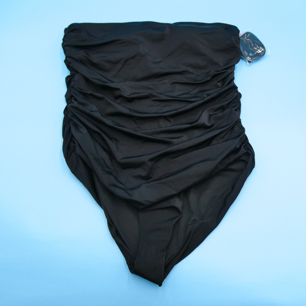 Victoria's Secret One Piece Swimsuit Womens XXL 2XL Ruched High Waist Black New